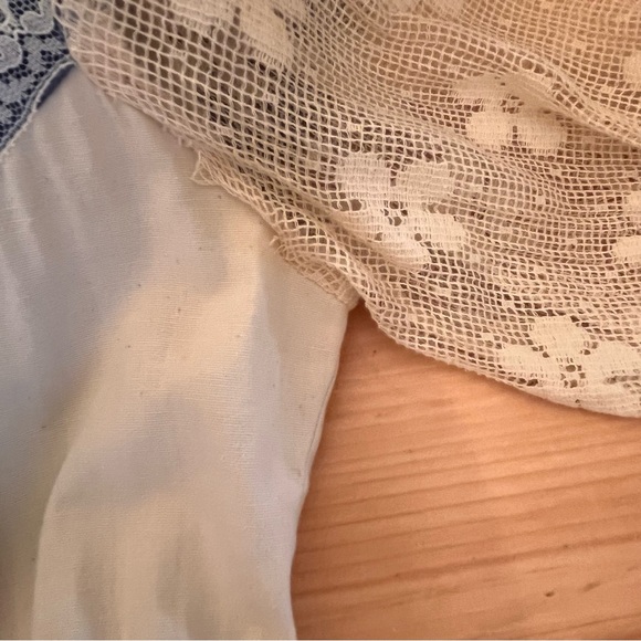 VTG 1970s Gunne Sax by Jessica Maxi Dress Small Lace Sleeves Ivory + Blue Velvet - Picture 14 of 16